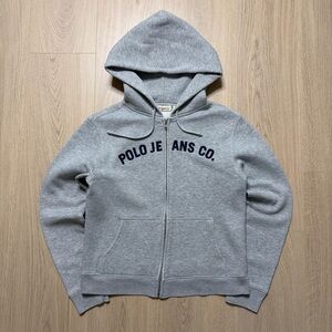 Polo Jeans Ralph Lauren Spellout Logo Hoody Womens Medium Heather Gray Y2K